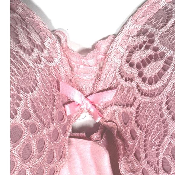 French Affair Women’s 40D Pink Floral Lace Bra Underwire Lightly Padded - Picture 4 of 7